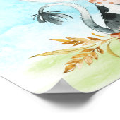 水彩牛の赤ちゃんシャワーファーム赤ちゃんシャワー ポスター (角)