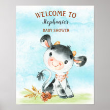 水彩牛の赤ちゃんシャワーファーム赤ちゃんシャワー