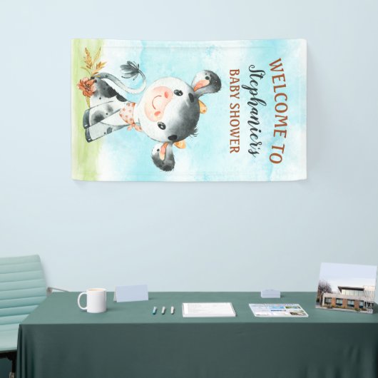 水彩牛の赤ちゃんシャワーファーム赤ちゃんシャワー 横断幕 (トレードショー)