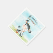 水彩牛の赤ちゃんシャワーファーム スタンダードカクテルナプキン (角)