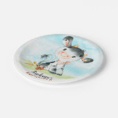 水彩牛の赤ちゃんシャワーファーム ペーパープレート (アングル)