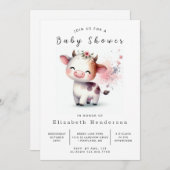 水彩牛エレガントモダン赤ちゃんシャワー 招待状 (正面/裏面)
