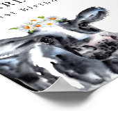 水彩牛デイジー誕生日ウェルカムサイン ポスター (角)