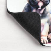 水彩牛フランスの犬のかわいい子犬 マウスパッド (コーナー)