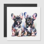 水彩牛フランスの犬のかわいい子犬 マグネット招待状 (正面/裏面)