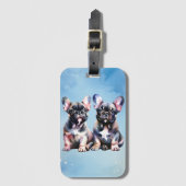 水彩牛フランスの犬のかわいい子犬 ラゲッジタグ (正面縦)