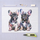 水彩牛フランスの犬のかわいい子犬 薄葉紙 (クラフト)