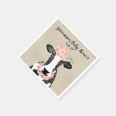 水彩牛フローラクラウンファームガールベビーシャワー スタンダードカクテルナプキン (角)