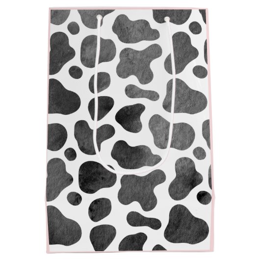 水彩牛プリントピンク中抱き枕 ミディアムペーパーバッグ (裏面)