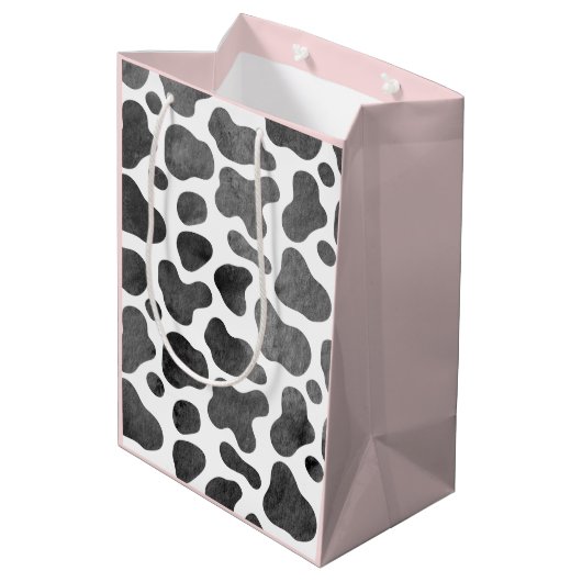 水彩牛プリントピンク中抱き枕 ミディアムペーパーバッグ (裏面アングル)
