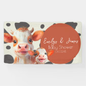 水彩牛プリント模様ベビーシャワー 横断幕 (横)