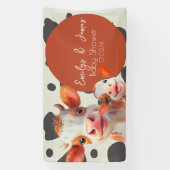 水彩牛プリント模様ベビーシャワー 横断幕 (縦)