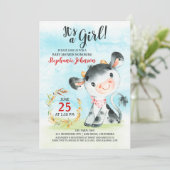 水彩牛ベイビーシャワー農場招待状 招待状 (スタンド正面)