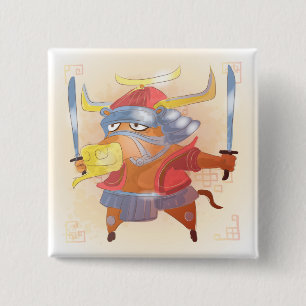 水彩牛年武士 缶バッジ