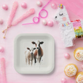 水彩牛 ミニマル ラスティック ウェディング ペーパープレート (パーティー)