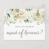 水彩牡丹が私のメイド・オブ・オーナー(花嫁付き添い人) インビテーションポストカード (正面)