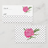 水彩牡丹とドット結婚の護衛カード プレイスカード (正面/裏面)