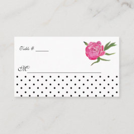 水彩牡丹とドット結婚の護衛カード プレイスカード