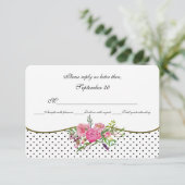 水彩牡丹とドット結婚式RSVPカード 出欠カード (スタンド正面)