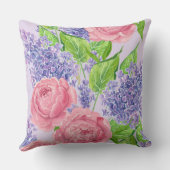 水彩牡丹とライラック クッション (裏面)