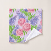 水彩牡丹とライラック バスタオルセット (ウォッシュタオル)