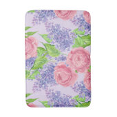 水彩牡丹とライラック バスマット (正面縦)