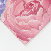 水彩牡丹とライラック フリースブランケット (角)