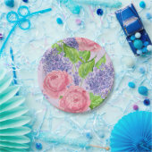 水彩牡丹とライラック ペーパープレート (パーティー)