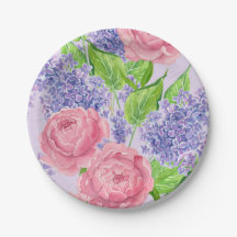 水彩牡丹とライラック