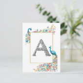 水彩牡丹と花を使用したフレーム – A ポストカード (スタンド正面)