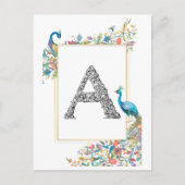 水彩牡丹と花を使用したフレーム – A ポストカード (正面)