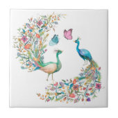 水彩牡丹と蝶 タイル (正面)