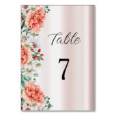水彩牡丹の花のテーブル番号 テーブルナンバー (正面)