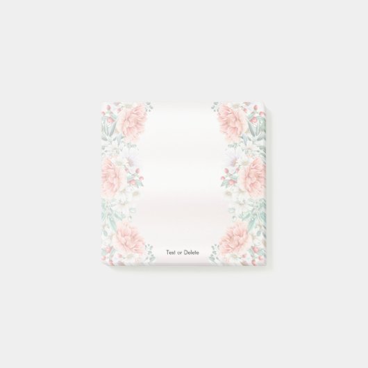 水彩牡丹の花のポストitメモ ポストイット (正面)