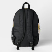 水彩牡丹の花を黒い花柄に プリントバックパック (裏面)