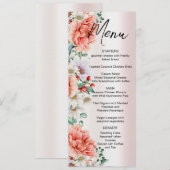 水彩牡丹の花結婚のメニュー メニュー (正面/裏面)