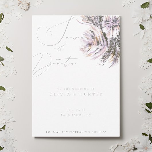 水彩牡丹の花結婚式の日付カードを保存