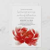 水彩牡丹の花結婚式招待状 招待状 (正面/裏面)