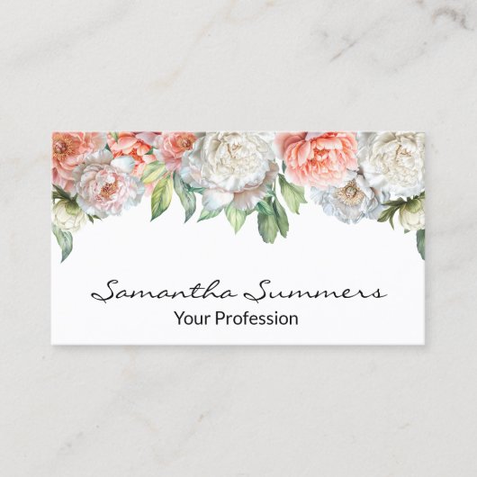 水彩牡丹の花 名刺 (正面)