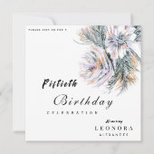 水彩牡丹の花ANY誕生日パーティー 招待状 (正面)