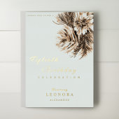 水彩牡丹の花ANY誕生日パーティー 箔招待状