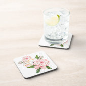 水彩牡丹を柔らかい色の陶器 コースター (右側)