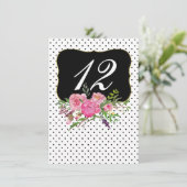 水彩牡丹ウェディングレセプションテーブル番号 エンクロージャーカード (スタンド正面)