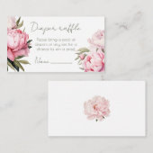 水彩牡丹エレガントおむつラッフルチケット エンクロージャーカード (正面/裏面)
