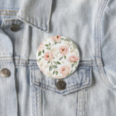 水彩牡丹エレガントとバラ花柄 缶バッジ (インサイチュ)