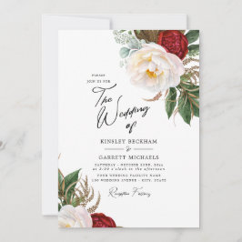 水彩牡丹カスタマイズ可結婚能な白 招待状