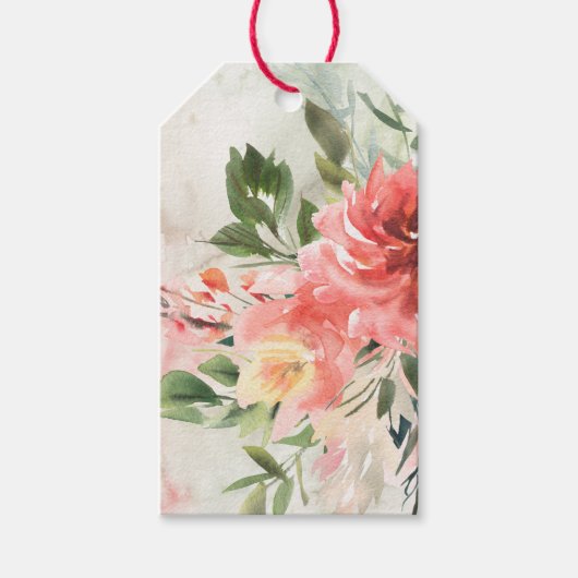 水彩牡丹ギフトパーソナライズされたラベル ギフトタグ (正面)