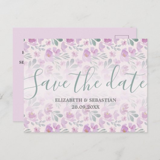 水彩牡丹グラデーション 案内ポストカード (正面/裏面)