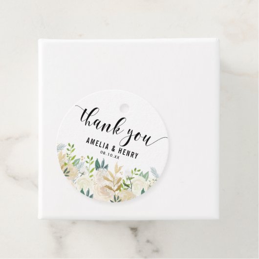 水彩牡丹ゴールドフォイル結婚の感謝 フェイバータグ (インサイチュ)