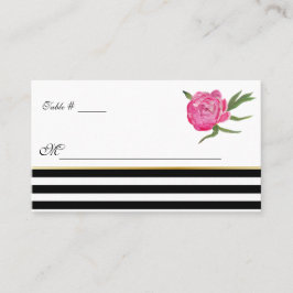 水彩牡丹ストライプと結婚護衛カード プレイスカード